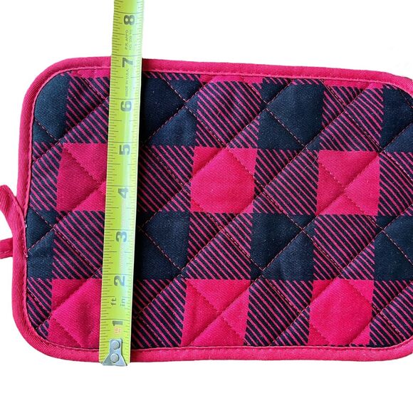 Buffalo Plaid Oven Mitt & Pot Holder Set Red Black Christmas Cabincore Kitchen - Picture 7 of 7